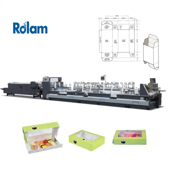 Vollautomatische, einfache, geradlinige Papierkarton-Klebemaschine für 4/6-Eckkartons von Rolam, 400 m/Min