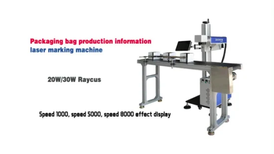 Hochgeschwindigkeits-Datumsnummerndruck online mit fliegender CO2-Lasermarkierungsmaschine für die Produktionslinie für Haustierflaschen